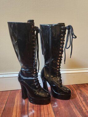 Women Platform Lace-Up High-heel Stiletto Boots 6